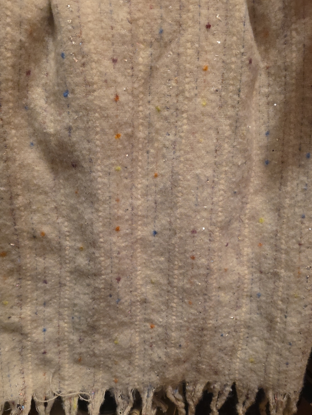 Cream Speckled Fringe Wrap Scarf Large Size